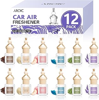 AROIC 12 Pack Car Air Freshener, Car Smell Air Freshener Diffuser Essential Oil Scent for Women & Men, Car Accessories Interior, Hanging Automotive Light Fragrance with Many Flavors