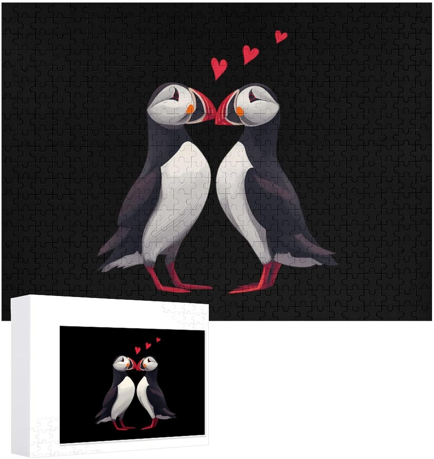 Puffins Wildlife Birds Love Puzzles for Adults 500 PCS Wooden Jigsaw Puzzle Wall Decor Christmas