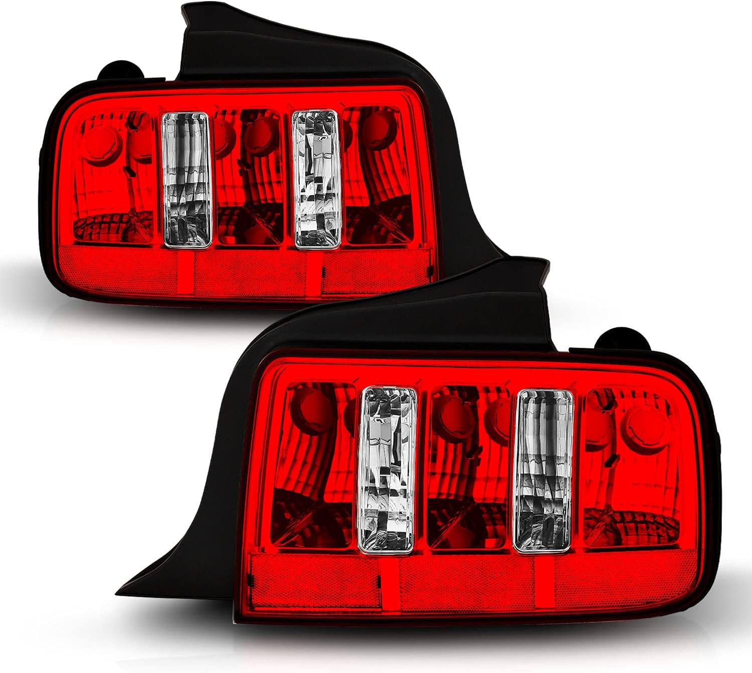 AmeriLite Taillights Red/Clear (2010 Style)(No Assy) For Ford Mustang - Passenger and Driver Side