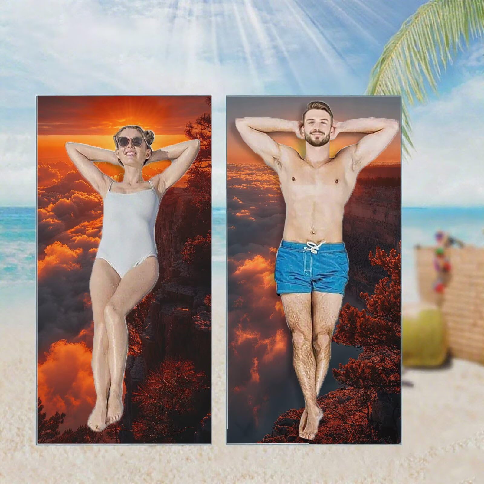 Ręcznik plażowy, ręczniki plażowe z mikrofibry, szybkoschnące lekkie ręczniki podróżne bez piasku, duży ręcznik kąpielowy dla dorosłych 90 x 200 cm, do pływania na basen, jogę, siłownię, kemping