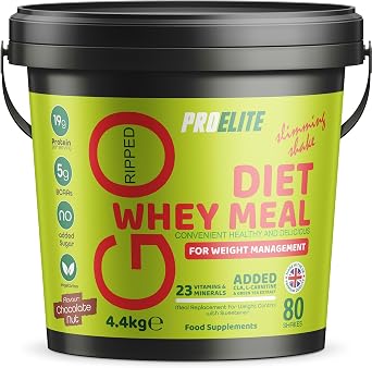 Diet Whey Ultralean Meal Replacement Shake Powder, 4.4kg, High Protein Shake Powdered Drink Mix, Low Calorie Diet & Weight Control Powder by PROELITE 4.4kg, Chocolate Nut
