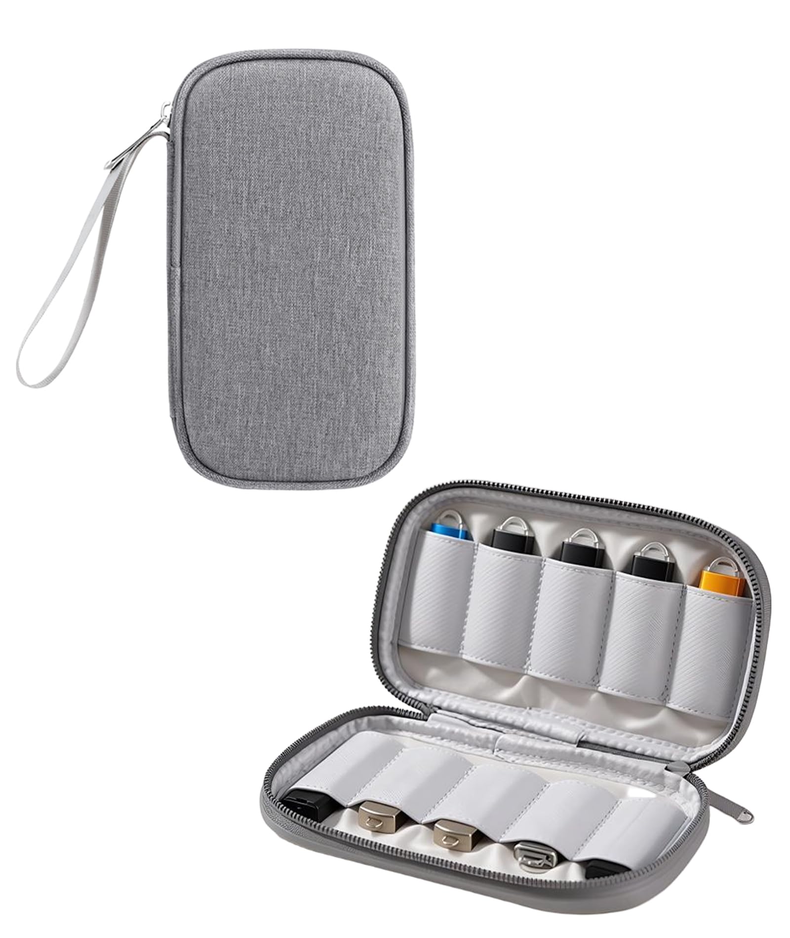 Pendrive Case, 10 Slots USB Flash Drive Organizer, Grey Travel Pouch for Pendrives, Hard Drives, Tech Accessories, Compact Design with Lanyard for Professionals, Students, Travelers-image-43