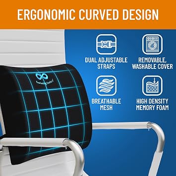 Everlasting Comfort Lumbar Support Pillow & Back Stretcher for Lower Back Pain Bundle - Adjustable Back Stretching Device for Spine Decompression - Office Chair Back Support for Gaming, Car, Couch