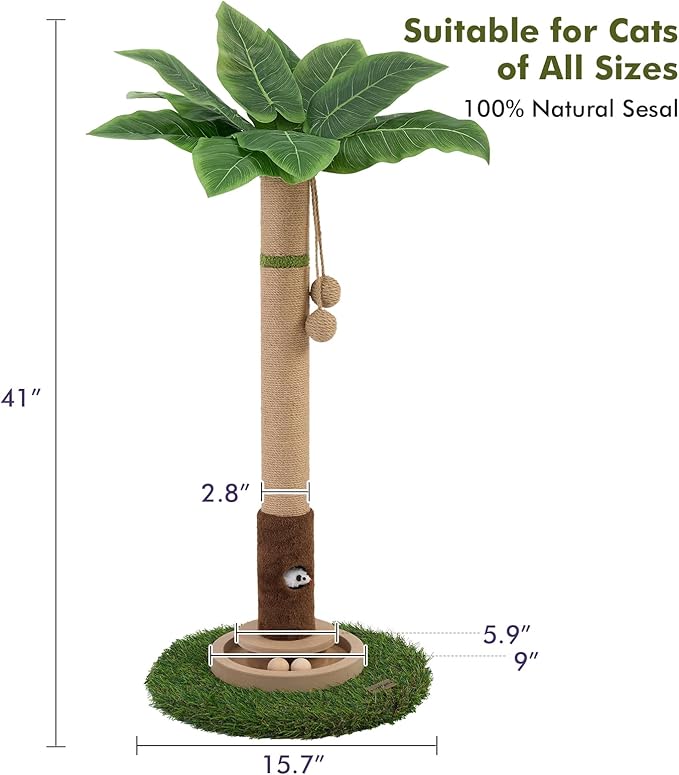 Rascador para gatos de 35'' con torre y juguetes miniatura 6