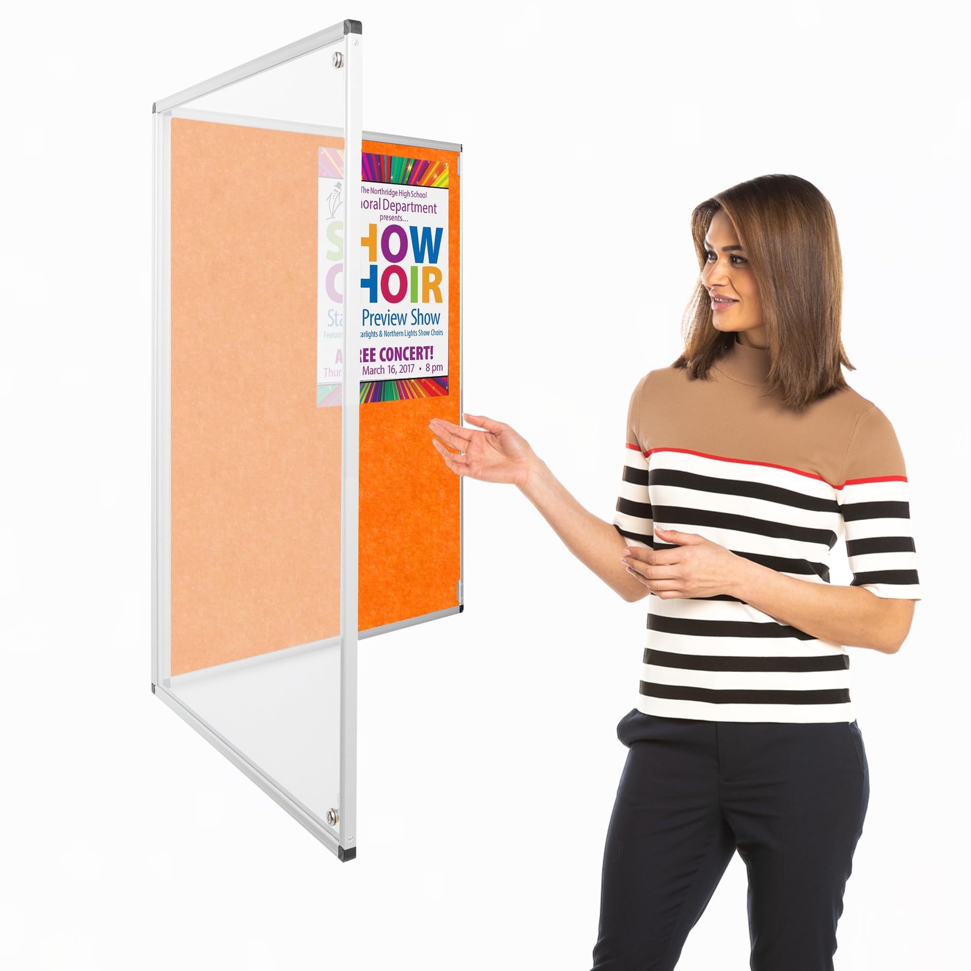Wonderwall Tamperproof Lockable Notice Board, Orange, 90 x 60 cm, Fire Retardant Pin Board - Choice of 11 Colours - Ideal for Offices, Schools & Public Areas — image 1