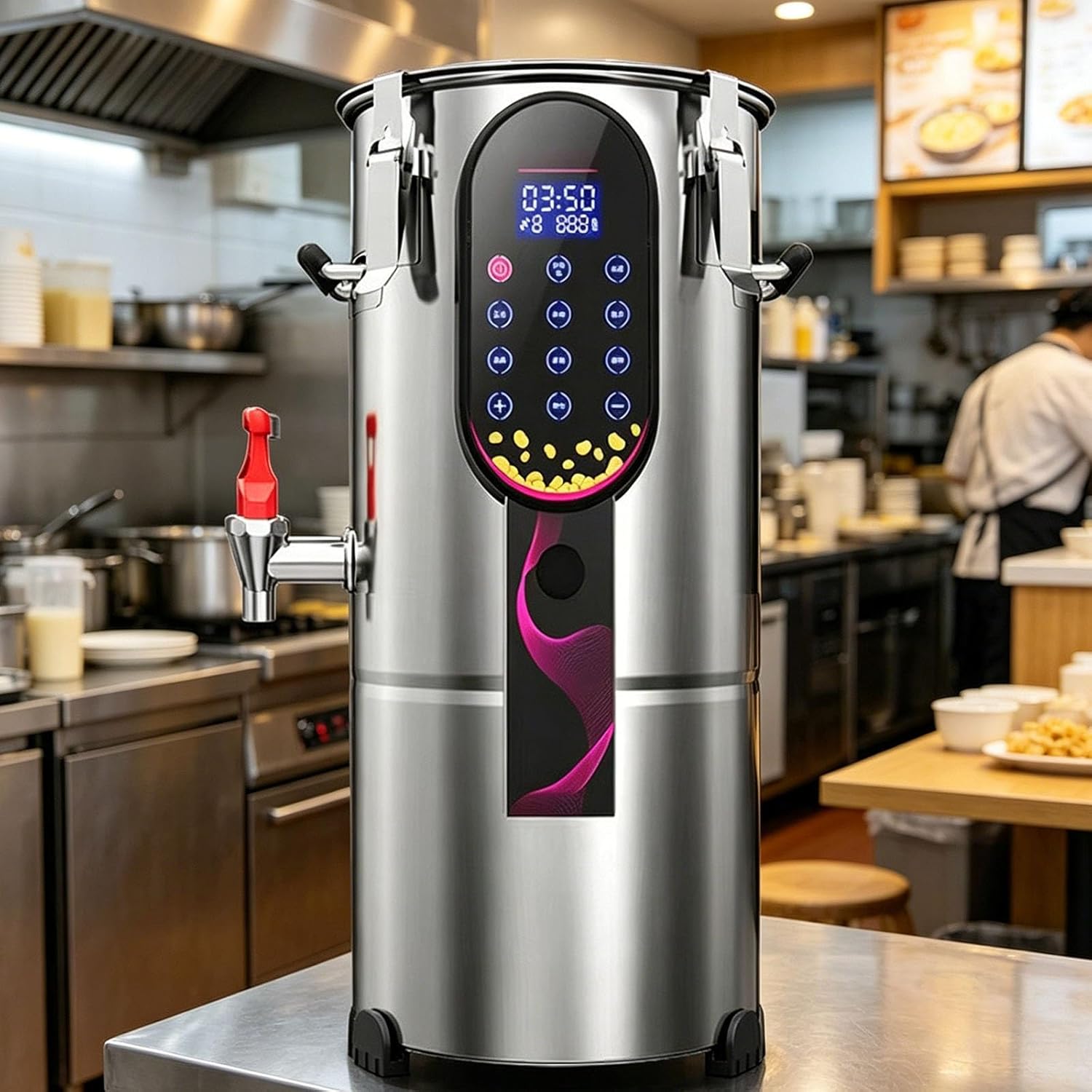 Commercial Soy Milk Machine, 11L/18L/22L Large Stainless Steel Soybean Milk Maker, Automatic Electric Soy Milk Machine with Removable Filter, for Breakfast Shops(18L)