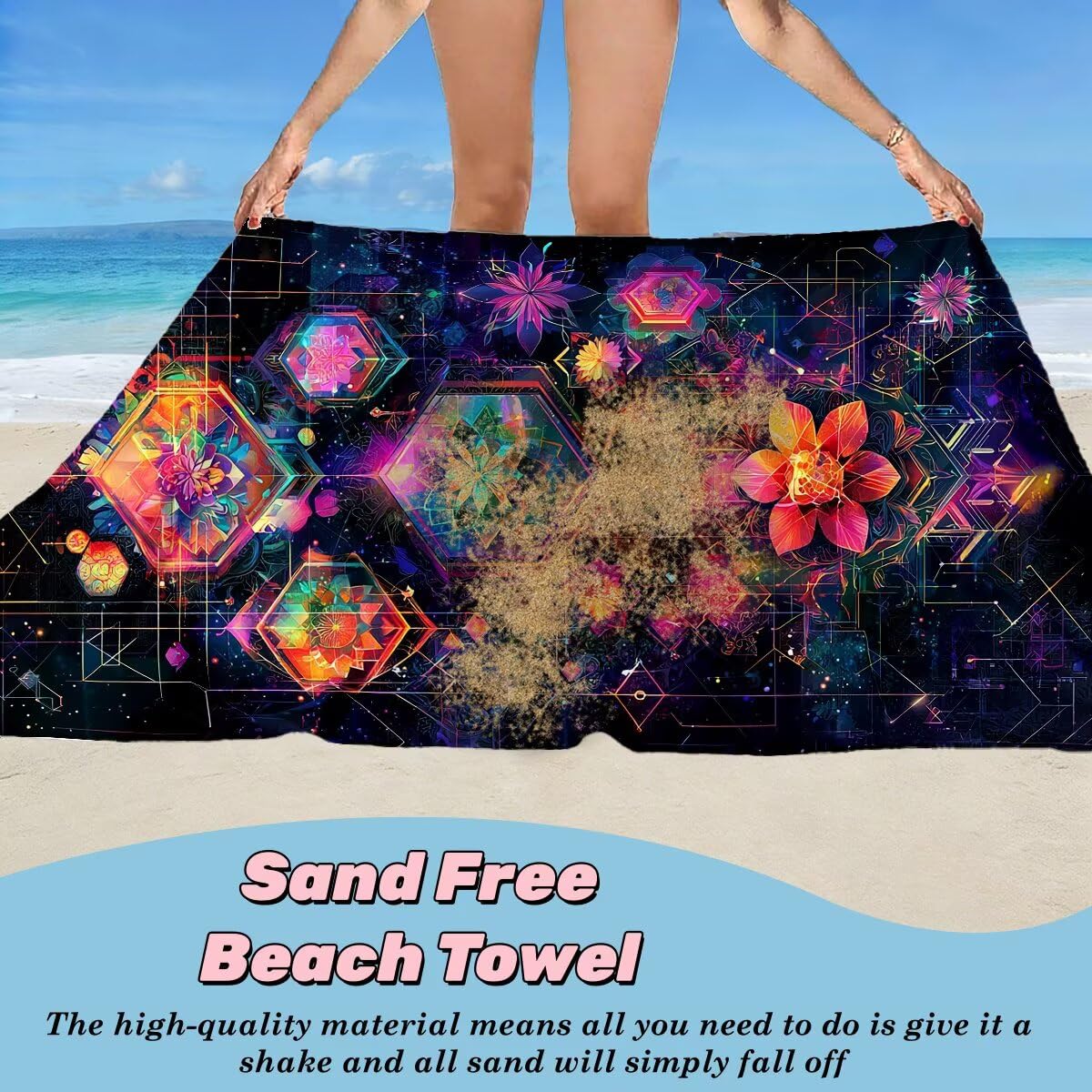 Juego de 2 Toalla Playa Grande 80x160 cm, Secado Rapido Toalla Microfibra Gimnasio, Antiarena Toallas de Playa Geometría, Grande Ligera Compacta Toallas Microfibra Mujer Hombre para Yoga Viaje -4004