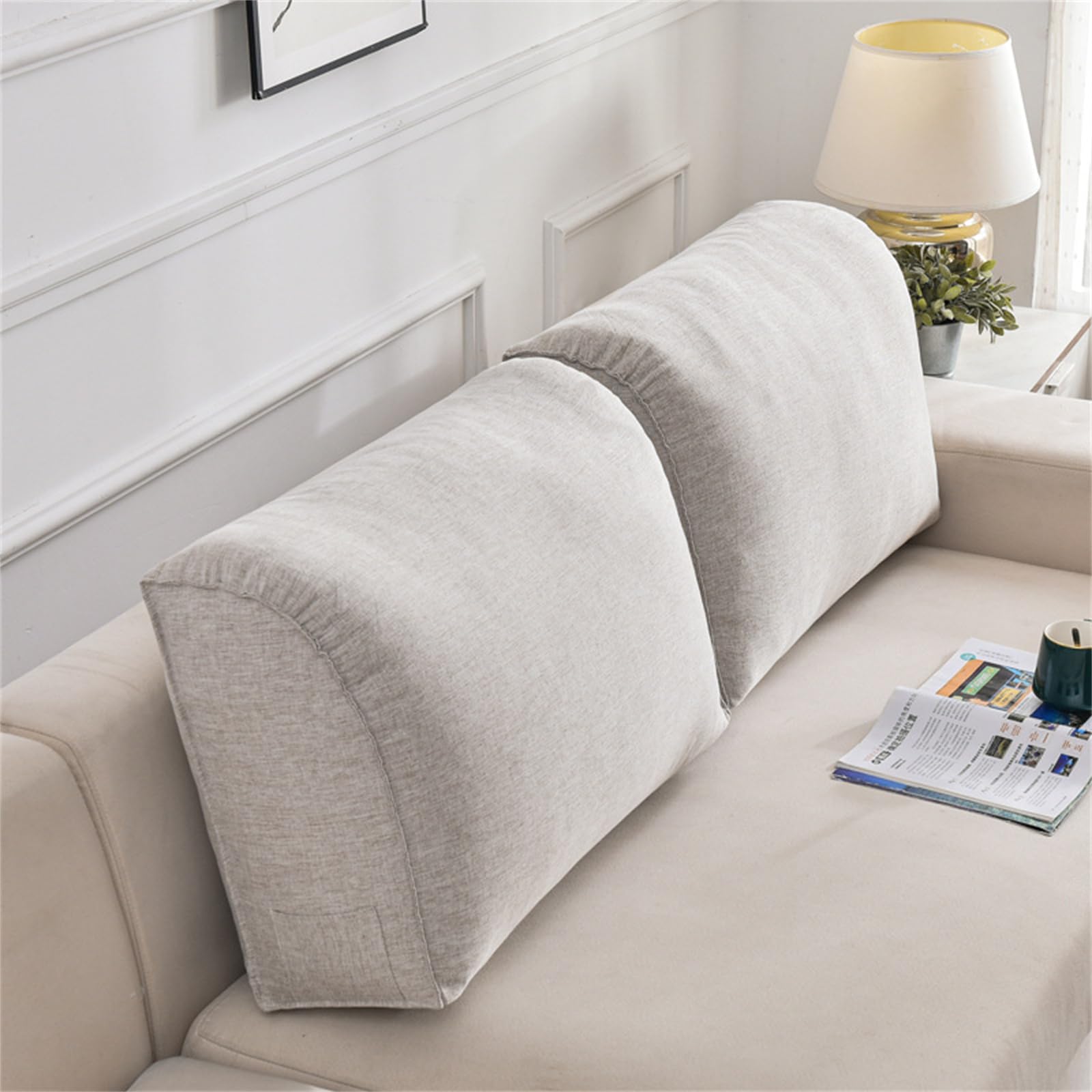 Morbuy Cojin Lectura de Respaldo para Cabecero de Cama, Respaldo Cama Suave Almohada de Lectura Cómodo Cojin Lumbar Respaldo Sofa Extraíble para Sofá, Silla (Lino-Verde Salvia,70x45x20cm)
