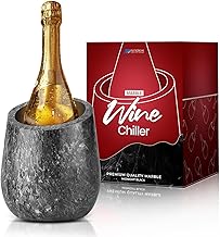 Flexzion Marmor Weinkühleimer - Schwarzer Weinkühler & Champagnereimer für Bar Wagen Dekor, Küche & Partys - Geschenke für Männer, Frauen & Enthusiasten - Passend für 750 ml Flaschen