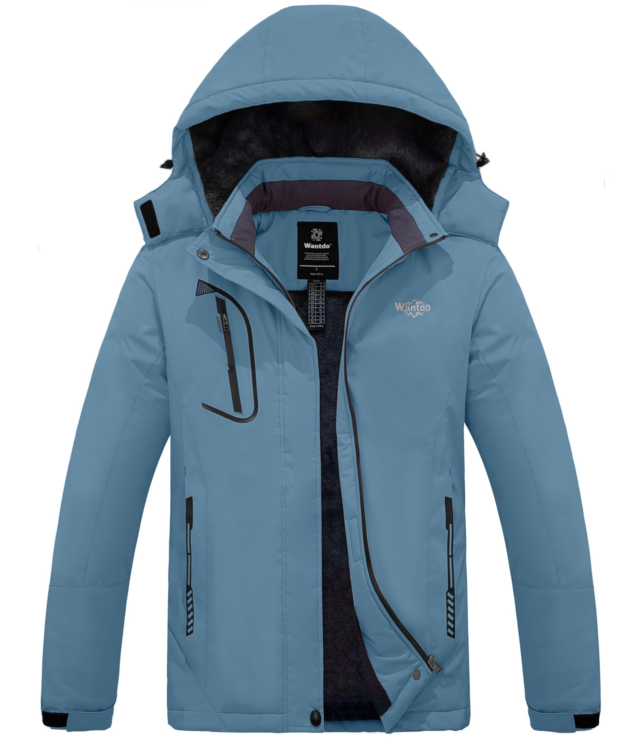 Wantdo Chaqueta de Esquí Cálida para Mujer con Forro Polar Chaqueta de Snowboard Impermeable con Capucha Abrigo de Montaña Impermeable Antiviento Mujer — view 10