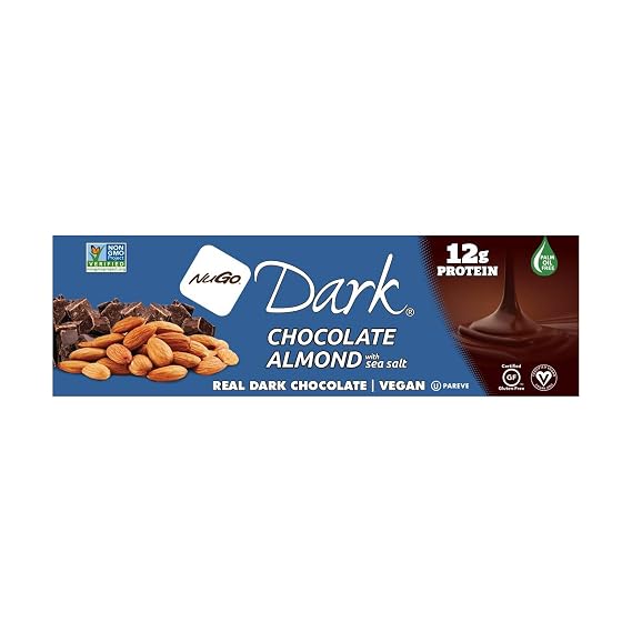 Nugo, Bar Dark Chocolate Almond Sea Salt, 12 Count, 1.76 Ounce