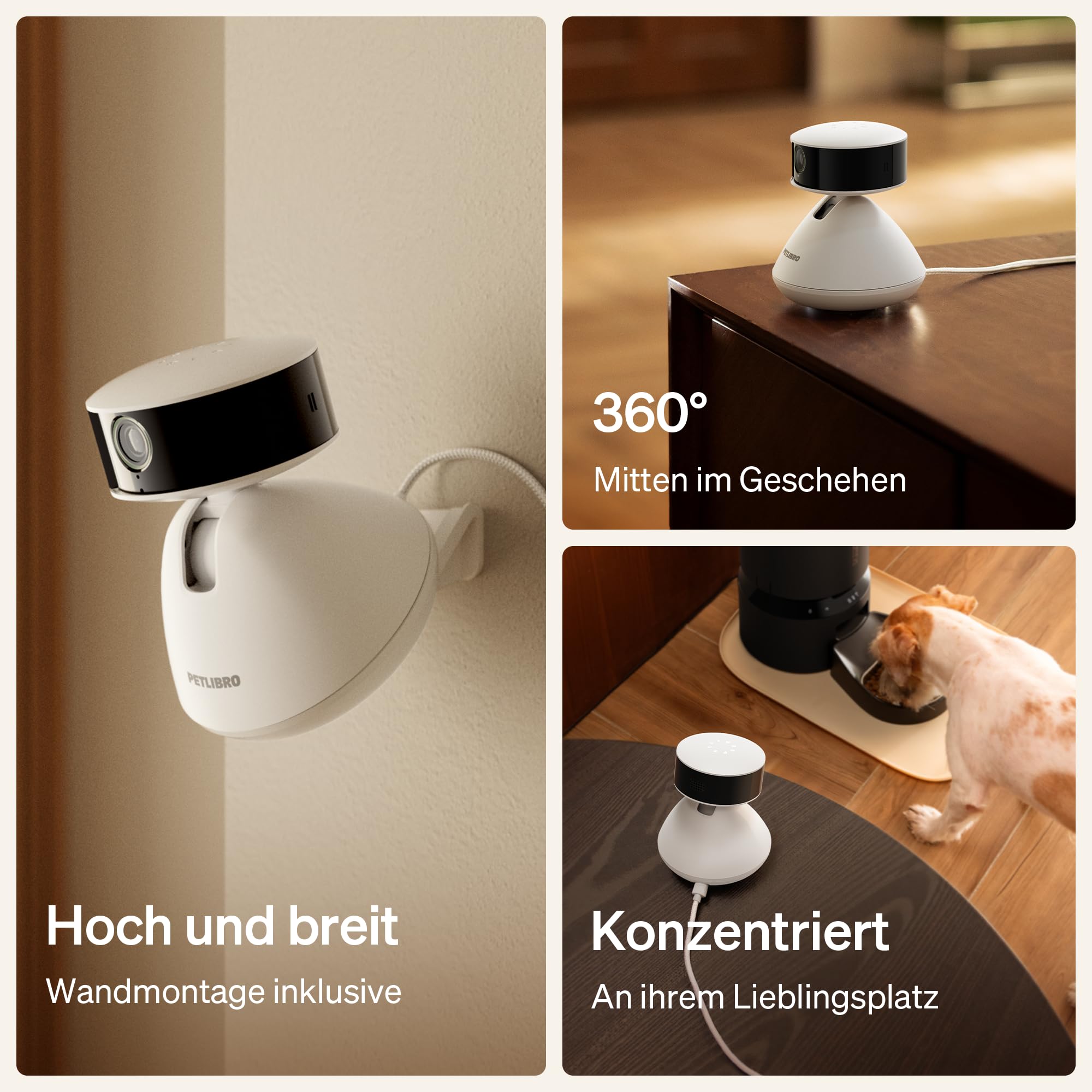 PETLIBRO Haustierkamera mit App, 360° HD Hundkamera, KI-gesteuert Haustierkamera für den Innenbereich für Multi-Tiererkennung, Aktivitäts-Tracking, Tägliche Smart-Summary, Farb-Nachtsicht mit 1080p