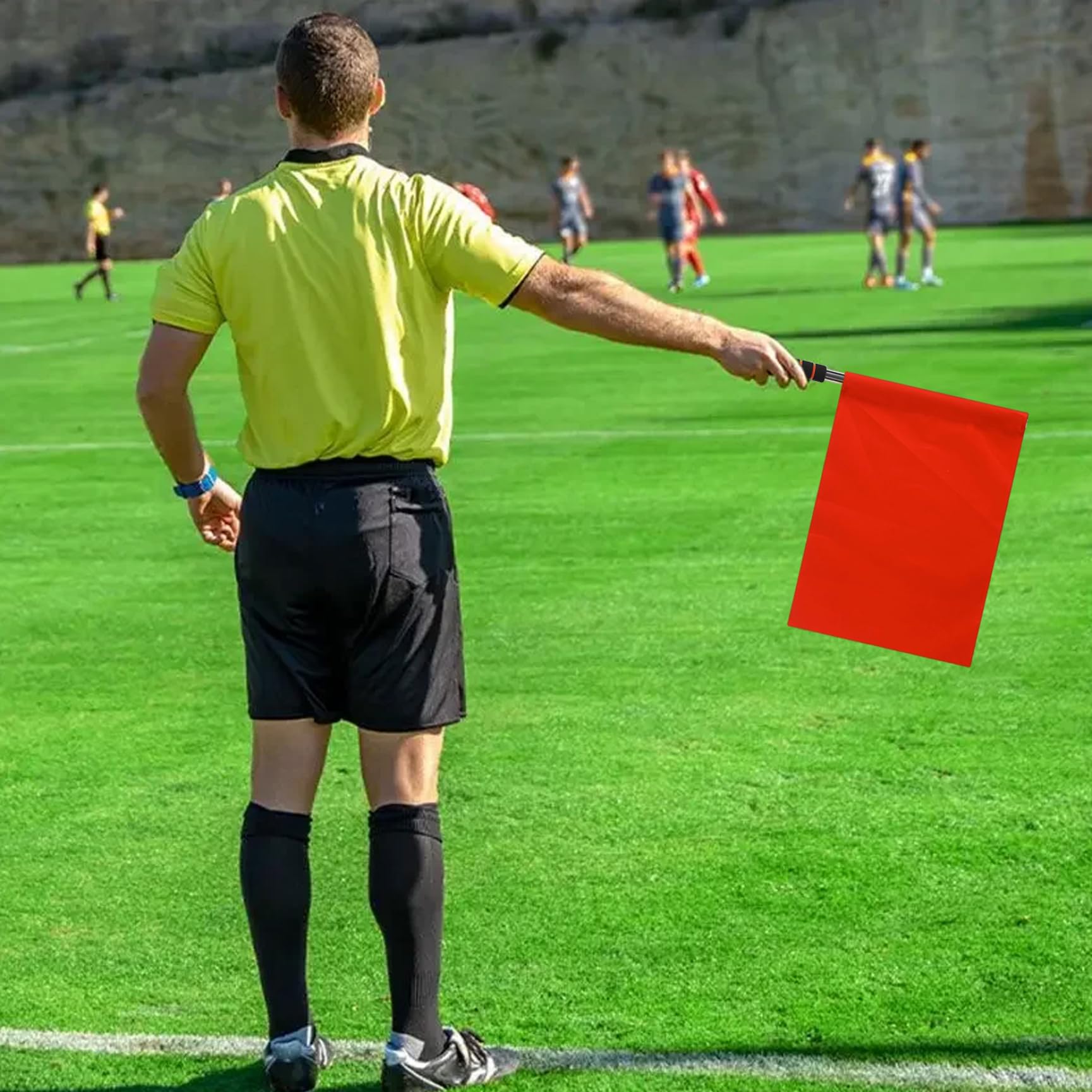Drapeaux d'arbitre de football 4 pièces drapeaux de volley-ball avec poignée confortable parfaits pour les événements d'athlétisme