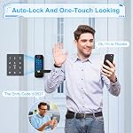 Keyless Entry Fingerprint Smart Door Lock with Handle,Digital Electronic Lock with Touchscreen Keypad,Electric Door Knob for Exterior Interior Entry/Bedroom Front Doors,Built-in WiFi