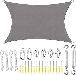 WAIZHIUA 2mx3m Sun Shade Sail Waterproof Sails Canopy 98% UV Block Outdoor Garden Sun Sail Sunscreen Awning Canopy with Fixing Kit for Patio Garden Pergola Balcony (Grey)