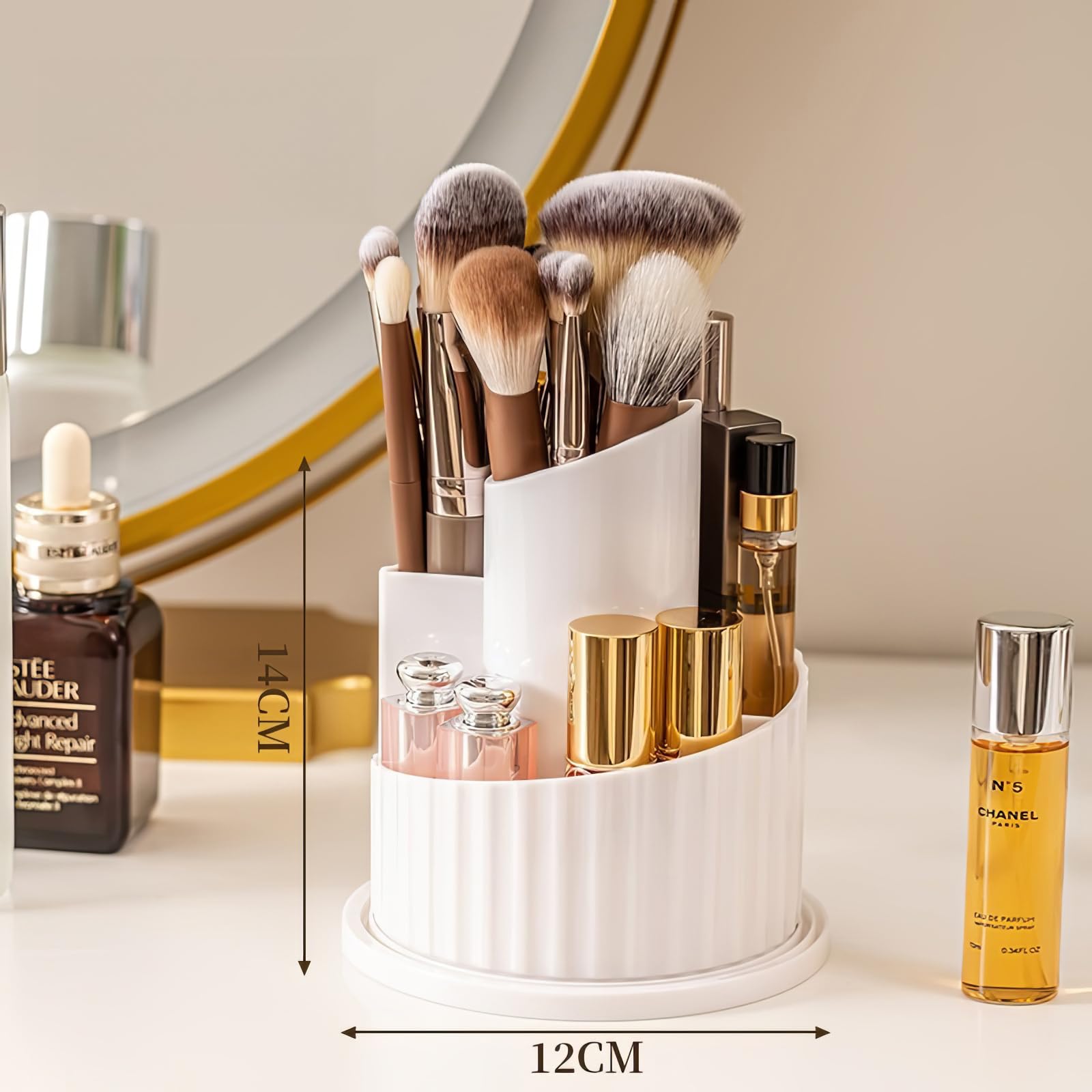 Makeup Brush Holder Organizer with Lid Makeup Brushes Organizer for Vanity Desktop Bathroom Countertop Cosmetic Display Cases