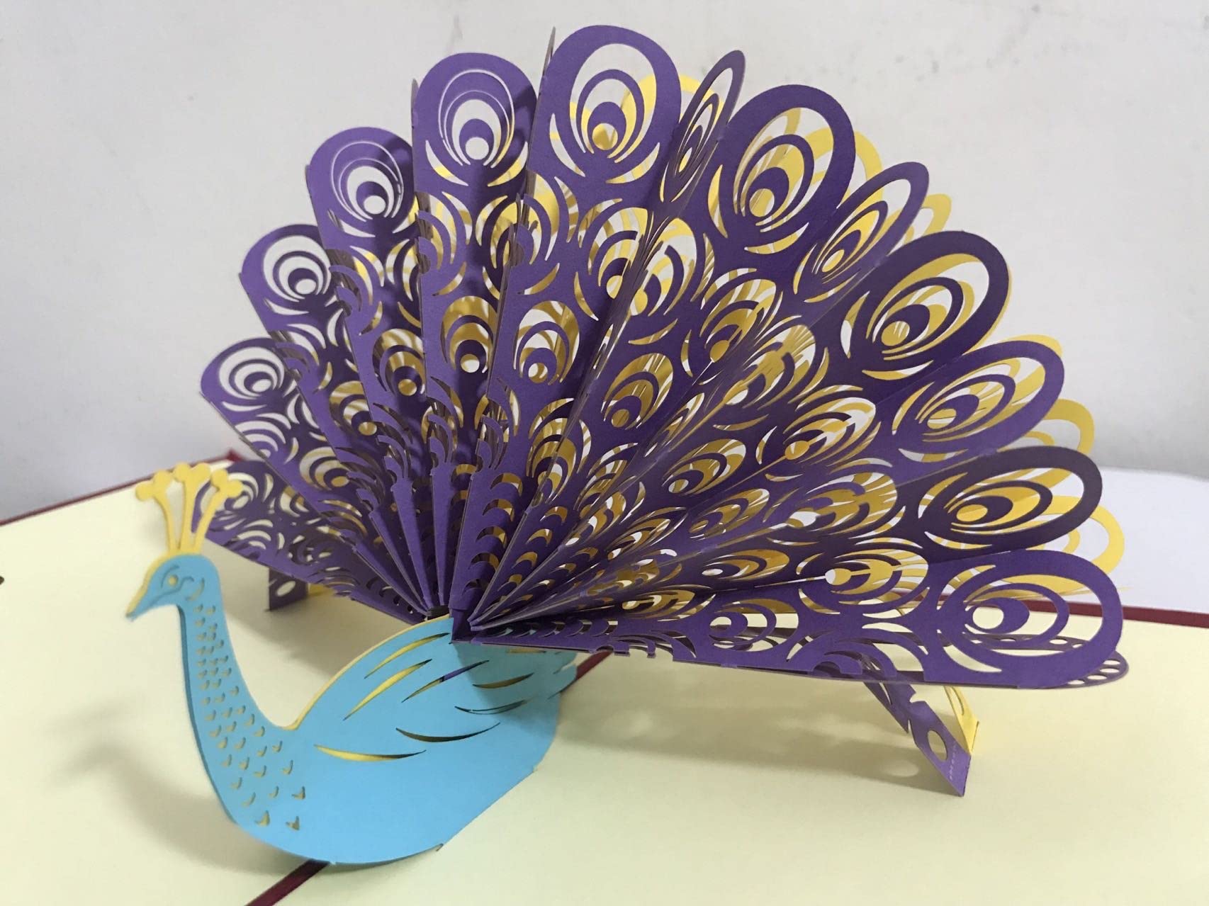 Photo 1 of VICUTVID Lovely Peacock Pop-Up Card,3D Greeting Card, Valentine's Day Cards, Invitation Cards,Thinking of You, Anniversary, for All Occasions With Message Note & Envelope(Purple Peacock 5.9"x5.9") 5.9" x 5.9" Purple Peacock