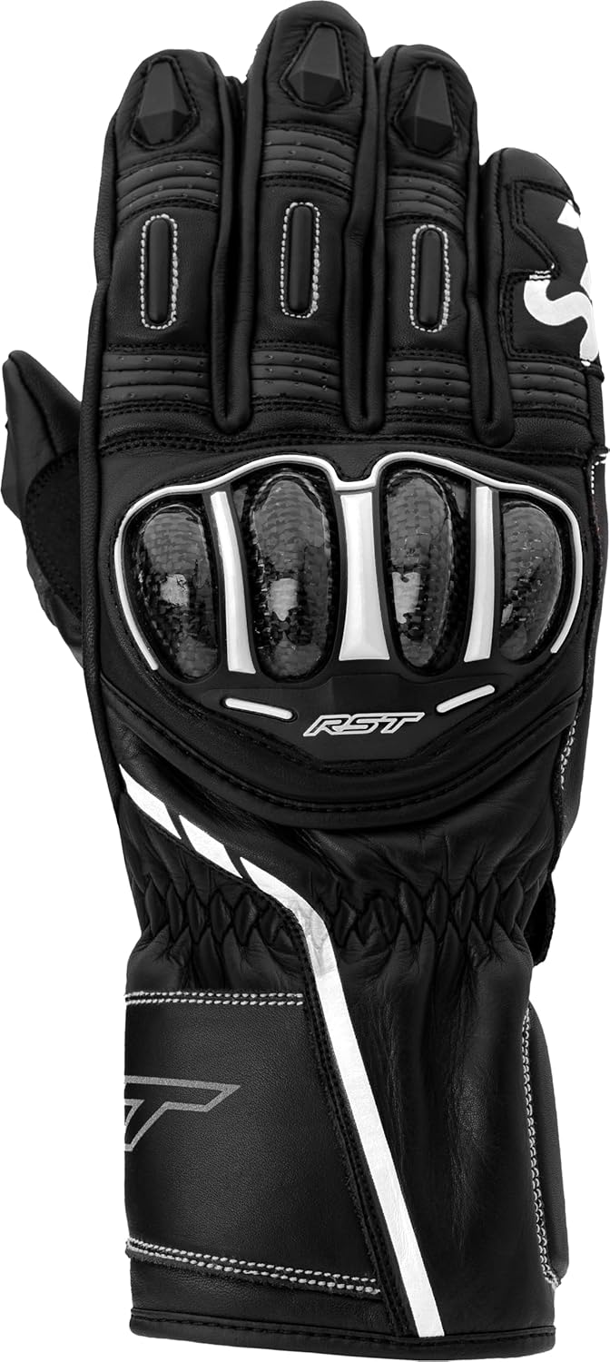 RST Women's S1 CE Motorcycle Glove (Black/White, US 07)