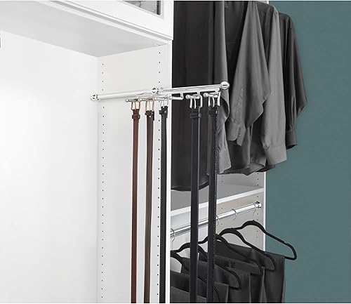 Miniatura 2 de Rev-A-Shelf CBSR-14-CR - Organizador de armario para cinturón y bufanda extraíble de 14 pulgadas con 6 ganchos antideslizantes recubiertos de PVC y