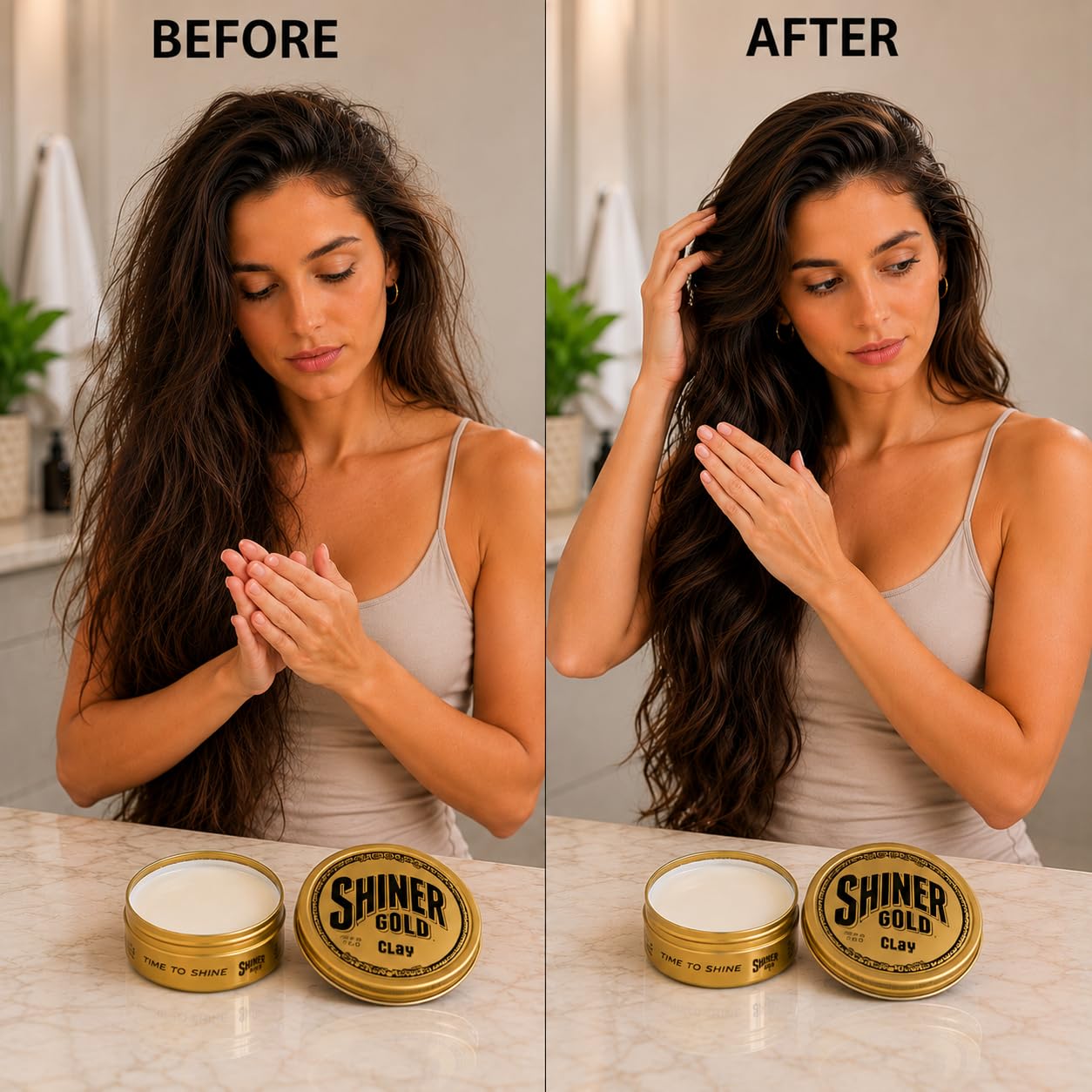 Shiner Gold Clay Pomade | Strong Hold | Matte Finish | Water-based | Coconut Scent, 3.5oz