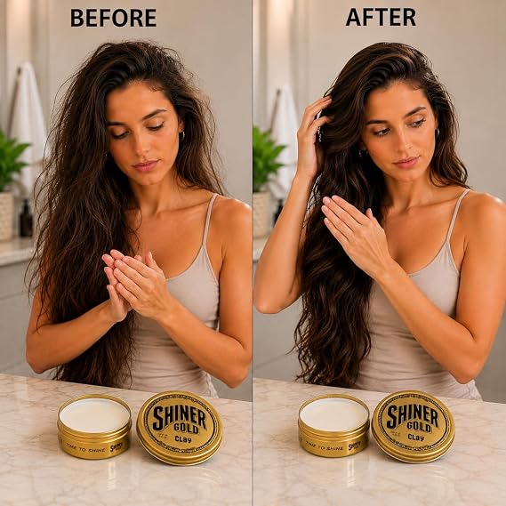 Shiner Gold Clay Pomade | Strong Hold | Matte Finish | Water-based | Coconut Scent, 3.5oz