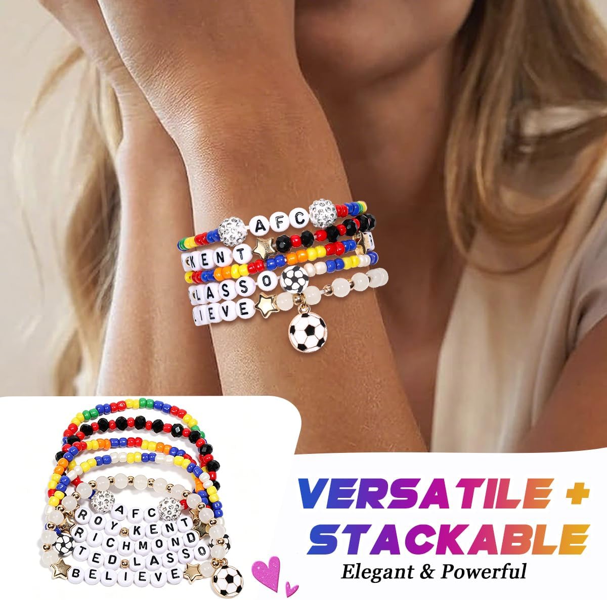 AICase for Ted Lasso Merch Gifts Inspired Bracelets 5 Pcs Stackable Stretch