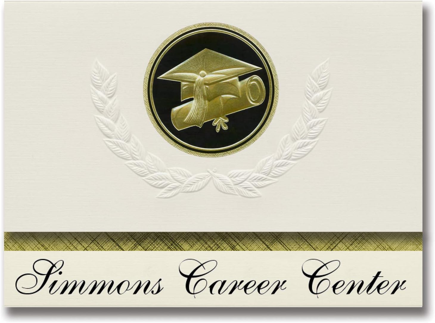 Signature Announcements Simmons Career Center (Plant City, FL) Graduation Announcements, Presidential style, Elite package of 25 Cap & Diploma Seal. Black & Gold.