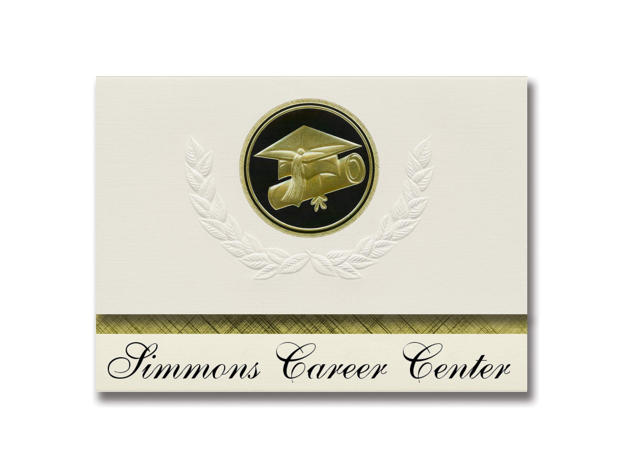 Signature Announcements Simmons Career Center (Plant City, FL) Graduation Announcements, Presidential style, Elite package of 25 Cap & Diploma Seal. Black & Gold.