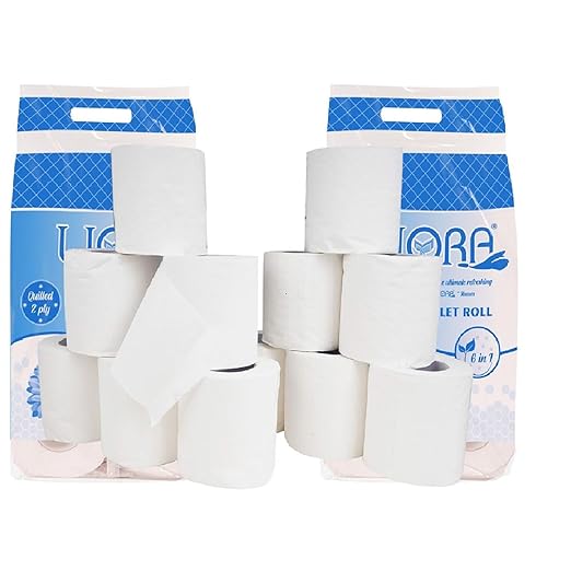 Liora 2 Ply Toilet Paper Roll | 2220 Pulls | 185 Pulls x (2 x 6) Rolls| Ultra-Soft, Highly Absorbent Tissue | Compatible with All Dispensers | Ideal for Home, Office & Restaurant Use