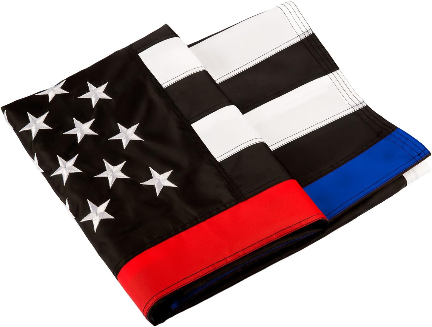 FBNC Thin Blue Line & Thin Red Line Flag 3x5 Ft: Durable Nylon with Embroidered Stars and Brass Grommets - Proud to be a Police and Fire Officer