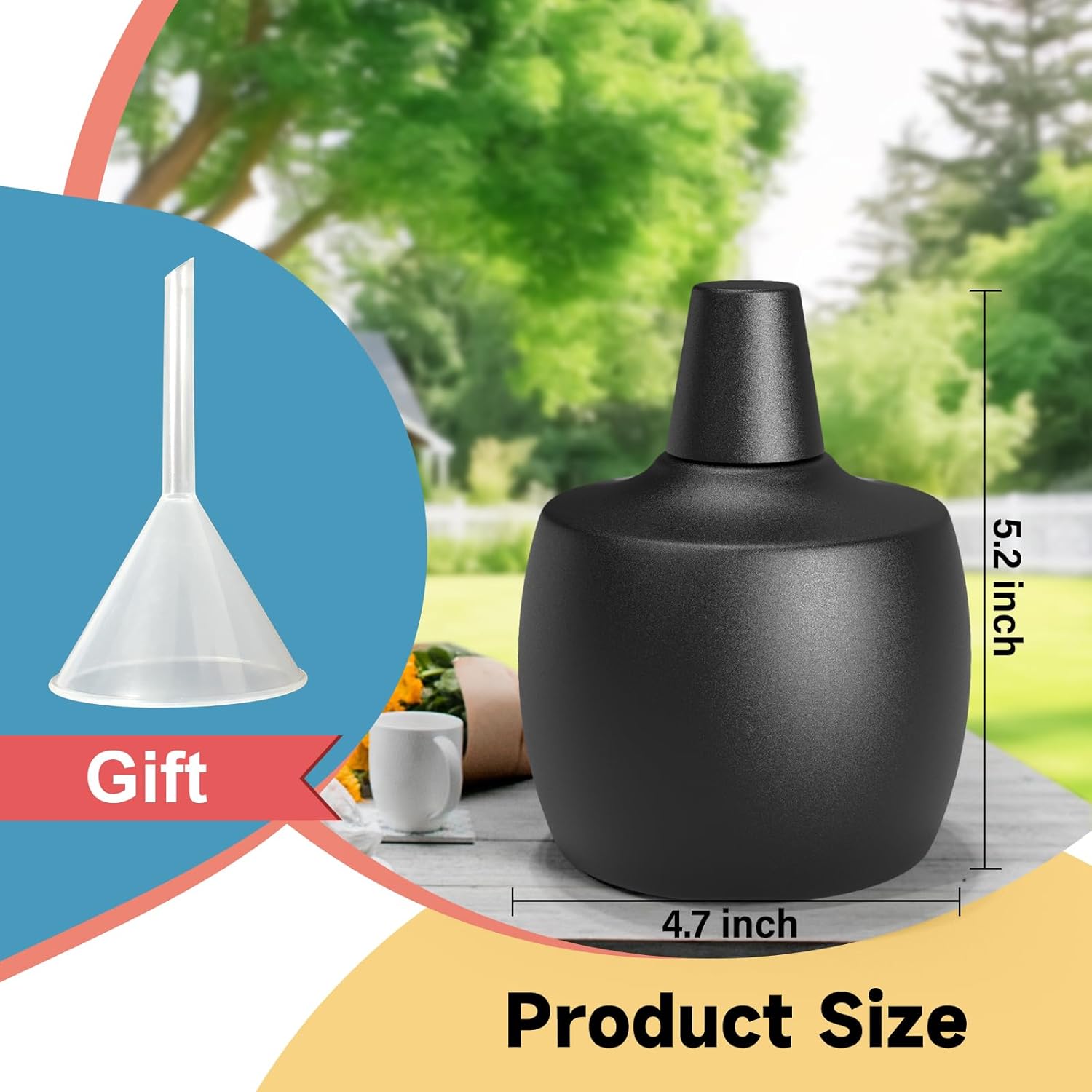 6-Pack Citronella Tabletop Torches, 21.5 oz Table Top Torches for Outdoor, Metal Oil Burner Candles, Garden Torches with Fiberglass Wick for Yard, Patio, Deck, Garden, Party, Landscape