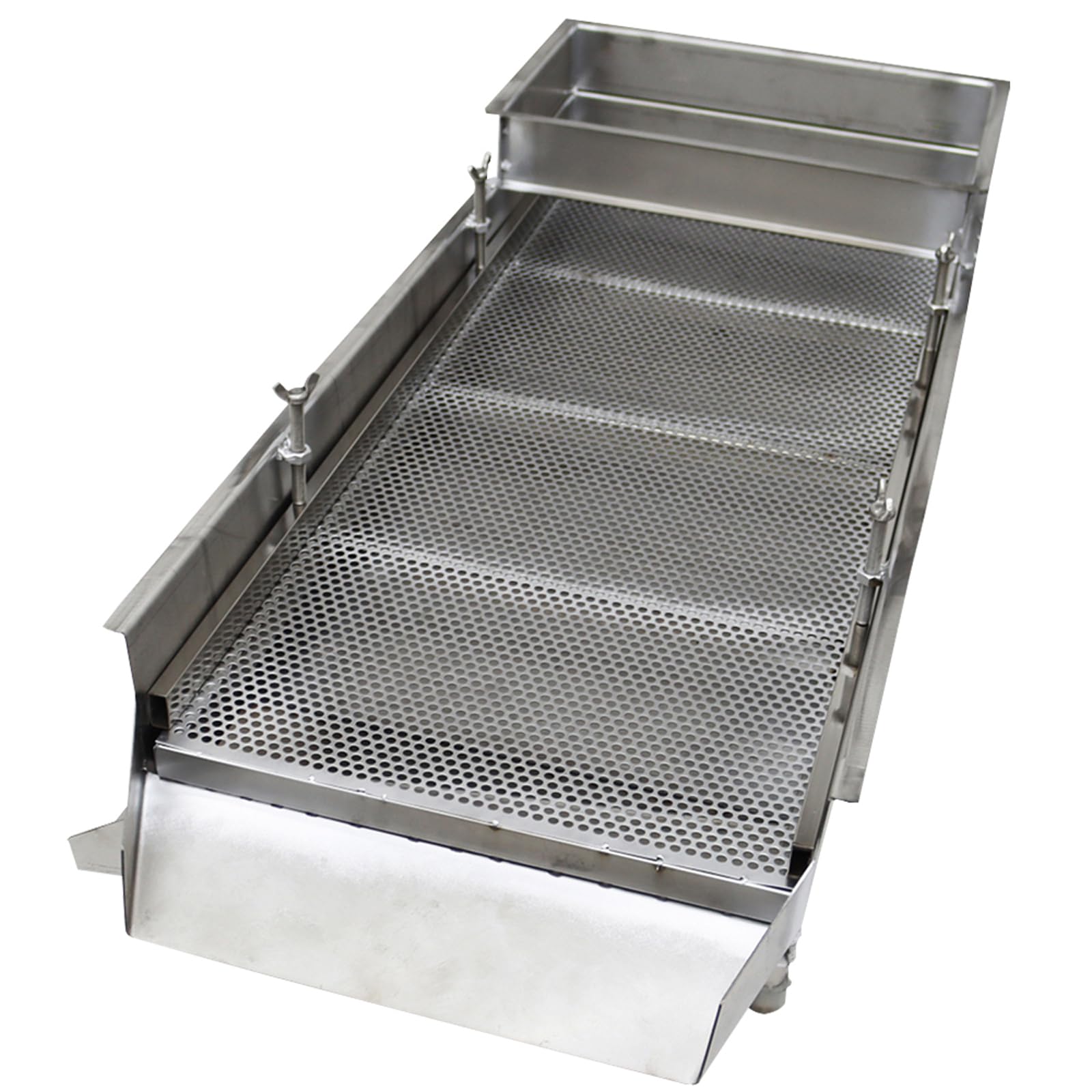 WYDDDARY Straight Vibrating Sieve Electric Linear Sifter Machine JG40-95 Stainless Steel Linear Vibrating Screen Single Layer Double Motors 4mm Round Hole Mesh 110V