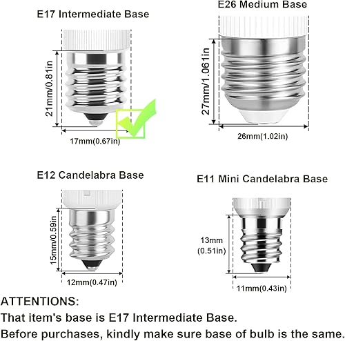 Miniatura 7 de TAIYALOO Bombilla LED E17 regulable para microondas, 40 W, incandescente, repuesto para electrodomésticos sobre estufa, refrigerador, campana