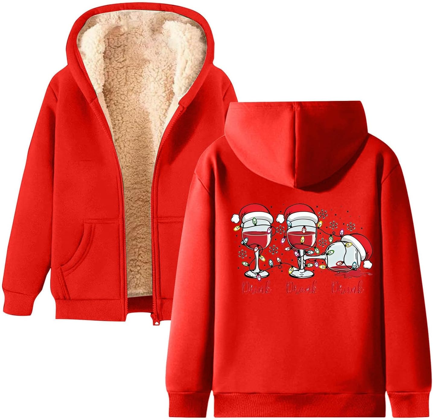 Sweat à Capuche Femme Automne/hiver - Polaire D'agneau Douce Avec Motif De Noël | Chaud Et Confortable Pour Les Activités D'extérieur