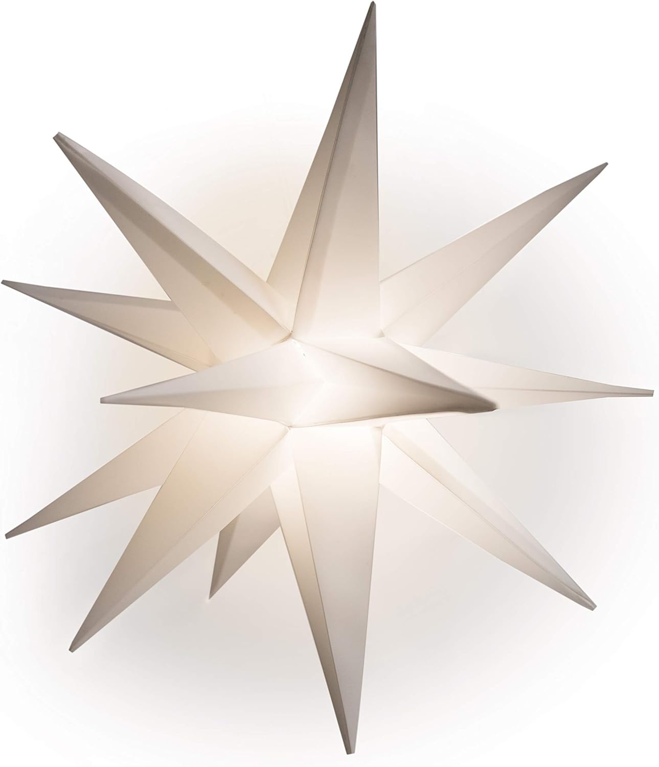Elf Logic Large 12” Easy Assembly Warm White LED Moravian Star - Hanging Outdoor Christmas Light - Use as Holiday Decoration, Porch Light, 3D Fixture, Advent Star, Wedding & Ballroom Venue Decor