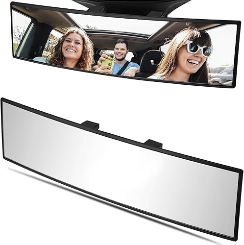 Miniatura 1 de WSSROGY Espejo retrovisor para automóvil, vidrio HD de 12 pulgadas, antirreflejo, clip panorámico gran angular para interior del automóvil, espejo