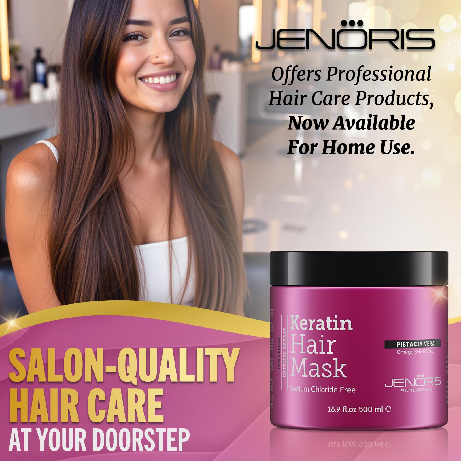 Jenoris Keratin Haarmaske - 500 ml, 1er Pack (1 x 500 ml)