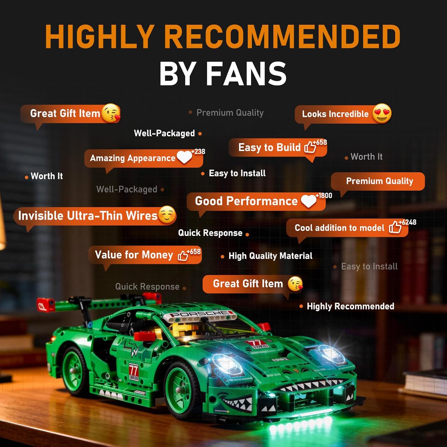 LIGHTAILING Led Light for Lego-42224 911 GT3 R Rexy AO Racing-Car - Easy Install, Hidden Wiring, Home Decor & Gift-Ready (Model Not Included)