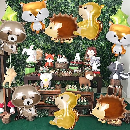 Miniatura 2 de Globos de papel de aluminio Mylar de animales del bosque para decoración de fiesta de cumpleaños con temática de bosques para baby shower