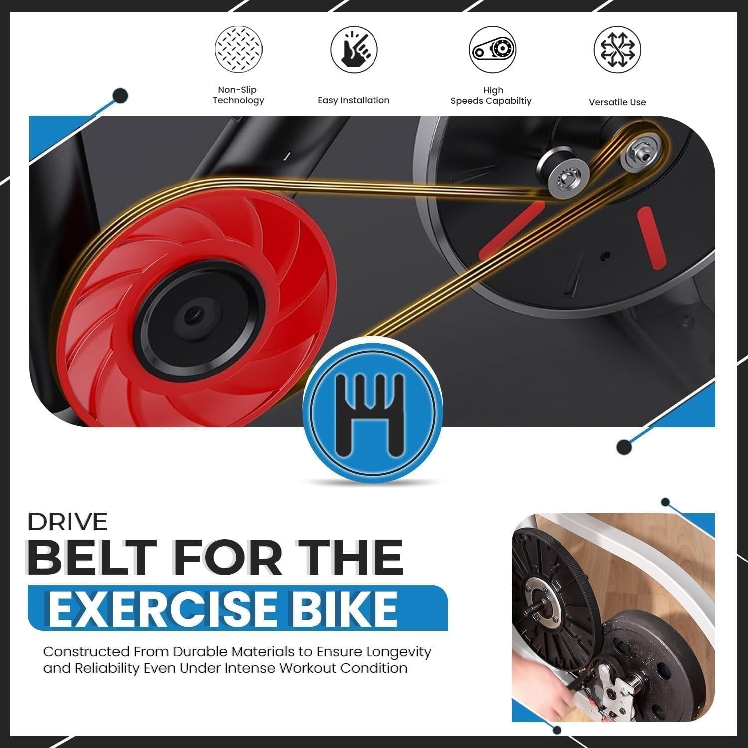 Hydra Fitness Exchange Motor Drive Belt MFR-8pj483 & 395711 & 393646 Works with Pro-Form Nordic-Track Treadmill
