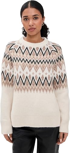 LE BOP Women's Fair Isle Pullover, Ivory Multi, S