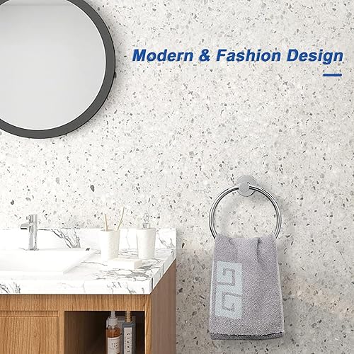 Miniatura 23 de NearMoon Anillo de toalla de baño, accesorios de baño, soporte grueso de acero inoxidable para toallas de baño, moderno colgador redondo para Negro