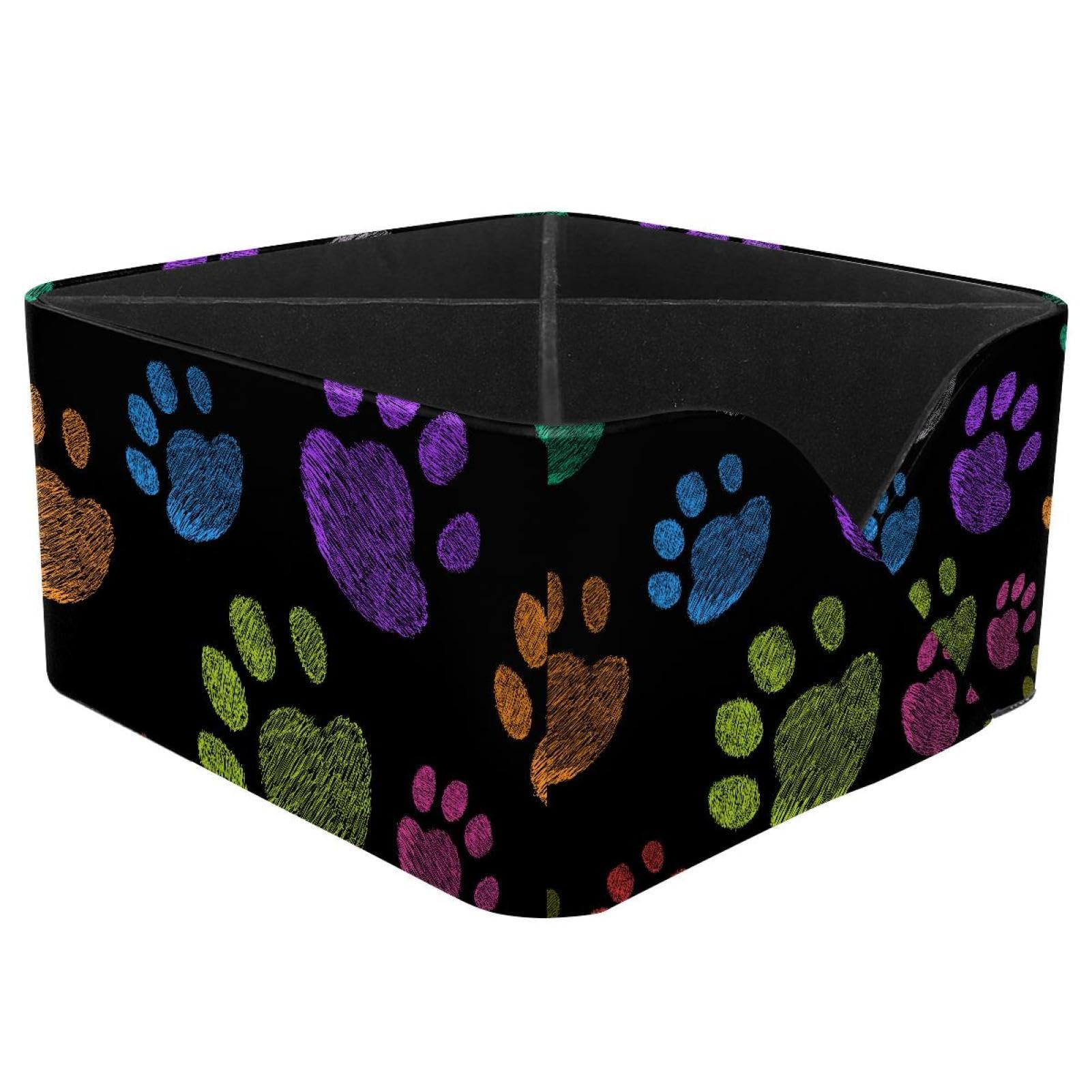 KengjuTesu Dog Footprints Desktop Organizer Pen Holder, Rectangular Pencil Cup for Office, Study and Makeup Stations