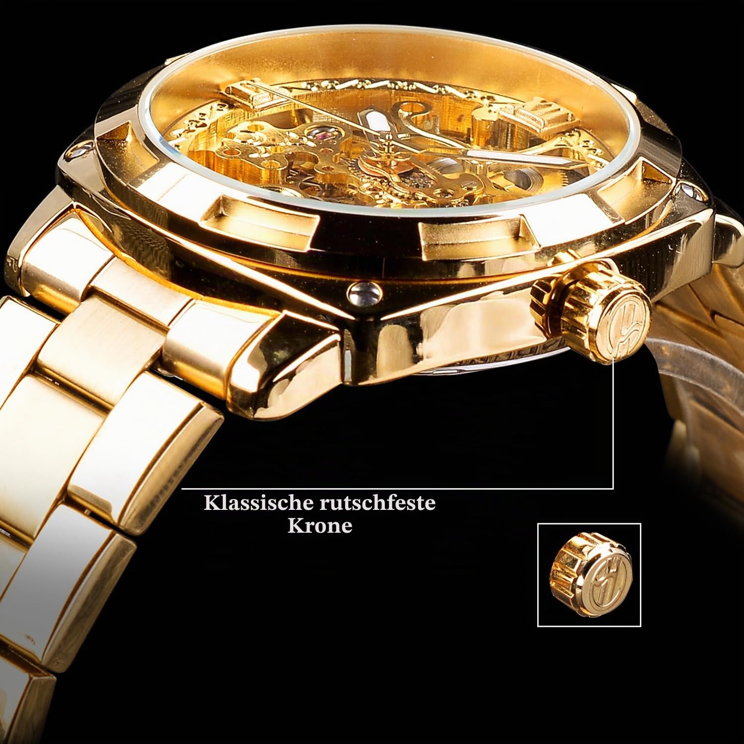 Forsining Retro Luxus Herren Automatik Mechanische Wirst Uhren Voll Goldene Blume Gravur Designer Skelett Uhr Männlich