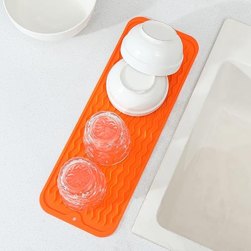Miniatura 1018 de Tapete de silicona para secado de platos para múltiples usos, fácil de limpiar, ecológico, resistente al calor, tapete de silicona para encimera