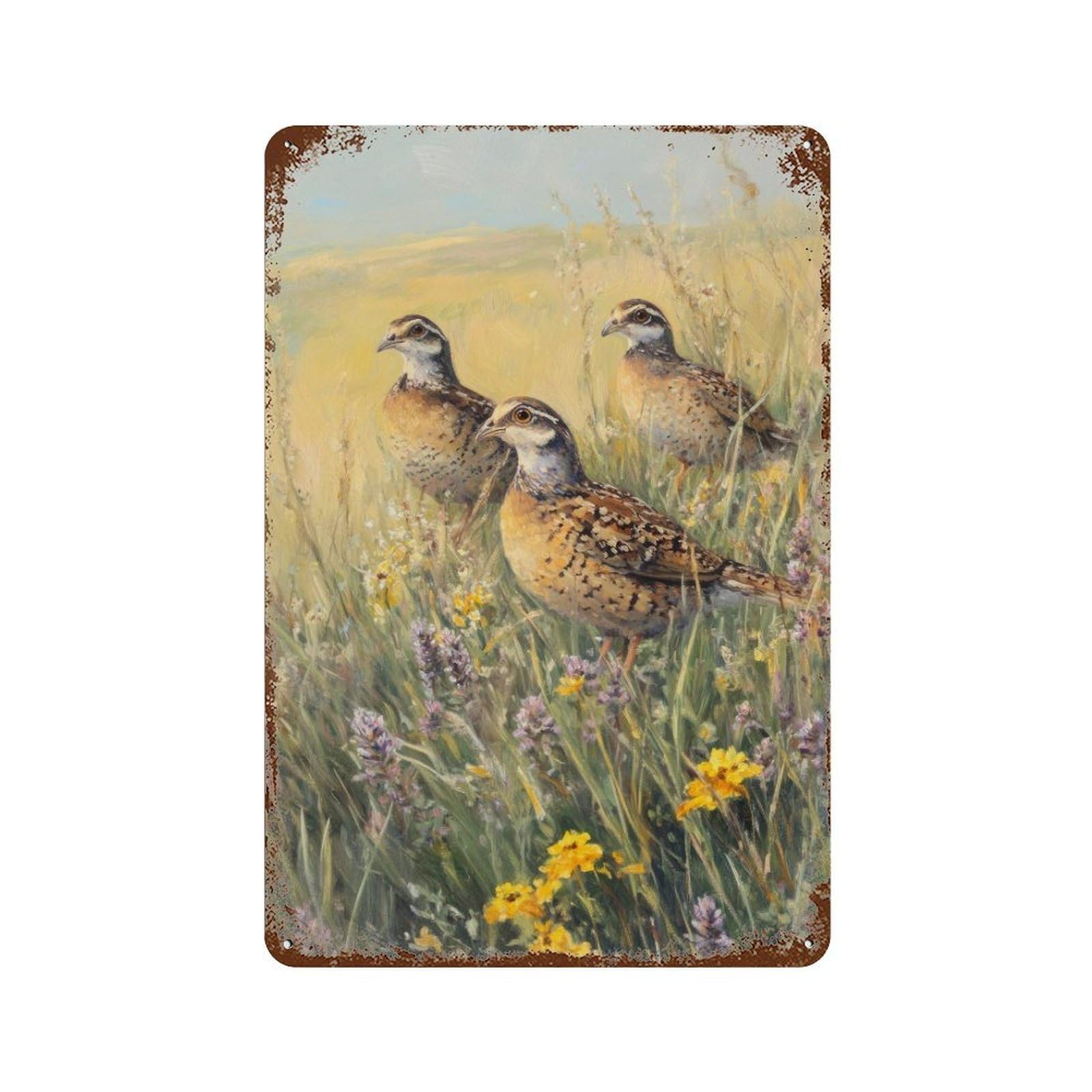 xiaoxiaoshen Quails Cottagecore Dark Academia Whimsical Woodland Vintage Nature Wall Decor Art Metal Tin Poster Modern Home Decor Art Home Bar Shop Decorations Vintage Sign 30x20cm