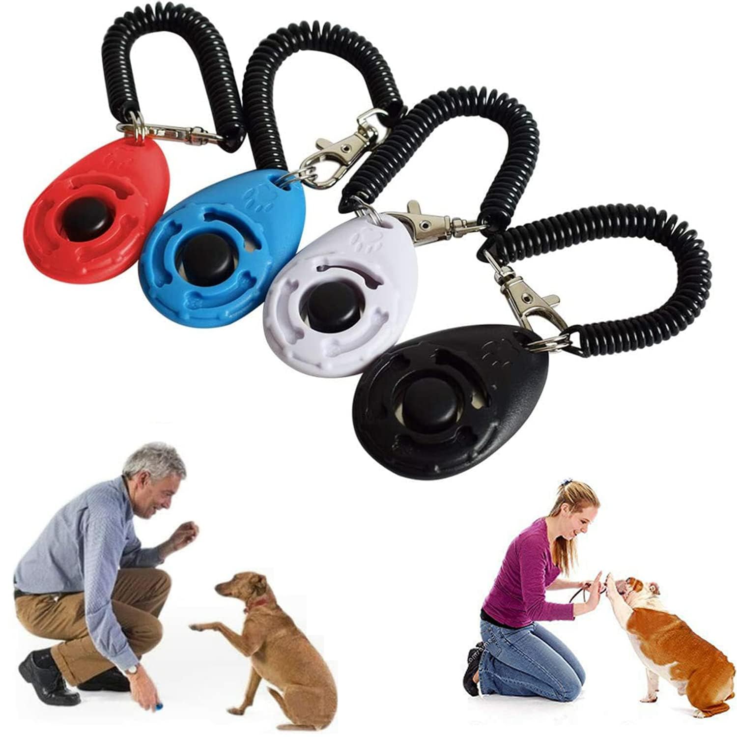 Joyzzz Dog Training Clicker, 4 Pack Durable Lightweight Pet Training Clicker with Wrist Strap and Big Button, Positive Behavior Reinforcer Pet Trainer for Cats Puppy Birds Horses Behavioral Training