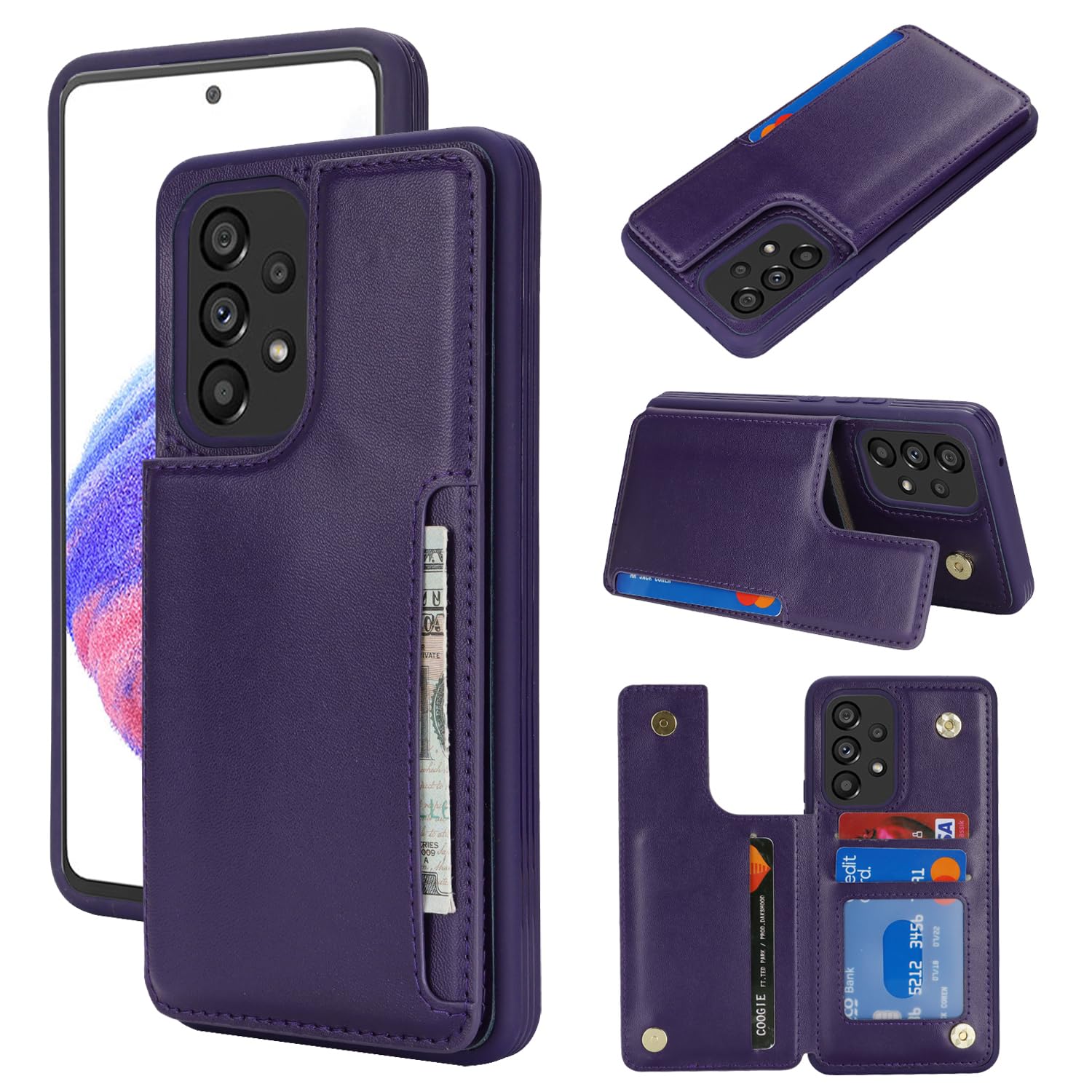 iCoverCase Compatible with Samsung Galaxy A53 5G Case with Card Holder, A53 5G Wallet Case for Women Men [RFID Blocking] PU Leather Protective Phone