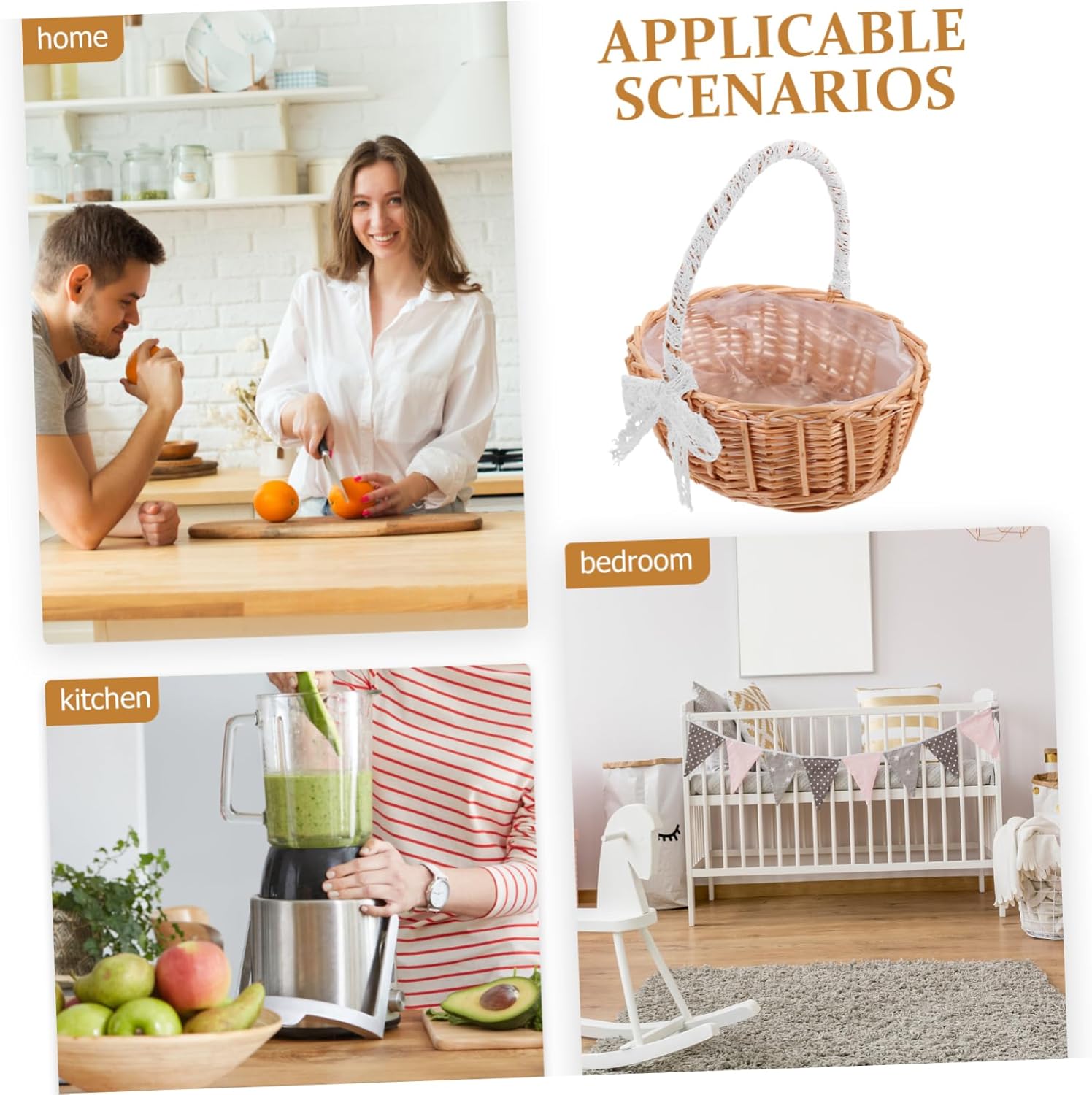 Delicate Lace Woven Flower Basket Handmade Portable Storage Container for Home Organization Stylish Decorative Bins with Sturdy Handles for Sundries Plant Display and Nursery Use