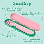 Bentgo® Kids Plastic Utensil Set - Reusable Fork, Spoon & Storage Case, PFAS- & BPA-Free, Easy-Grip Handles, Lightweight, Dishwasher Safe, School Lunch, Travel & On-the-Go (Tropical)